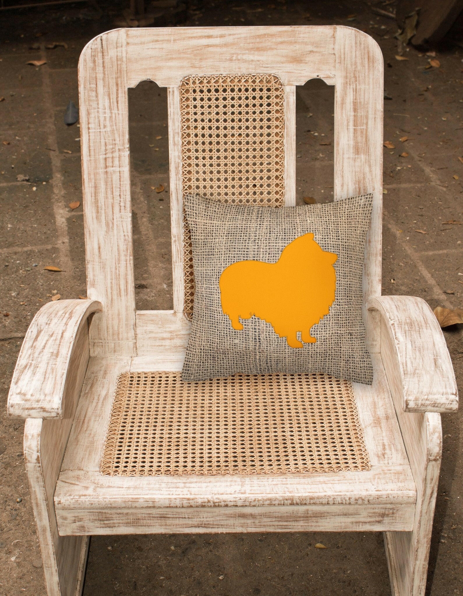 Sheltie Burlap and Orange   Canvas Fabric Decorative Pillow BB1080 - the-store.com