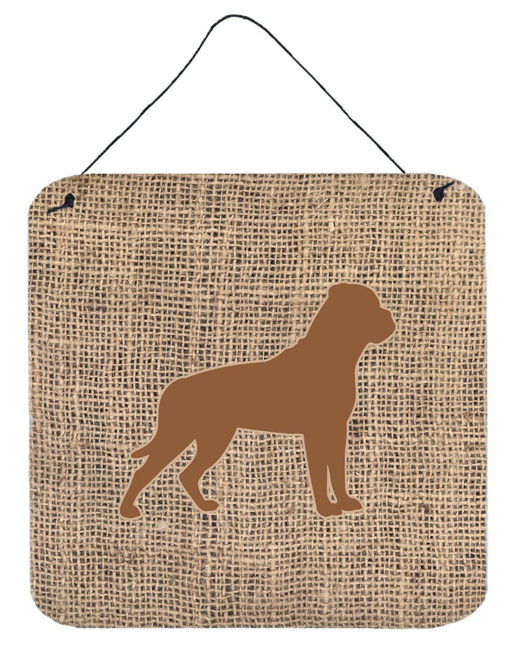 Rottweiler Burlap and Brown Aluminium Metal Wall or Door Hanging Prints BB1083 by Caroline's Treasures