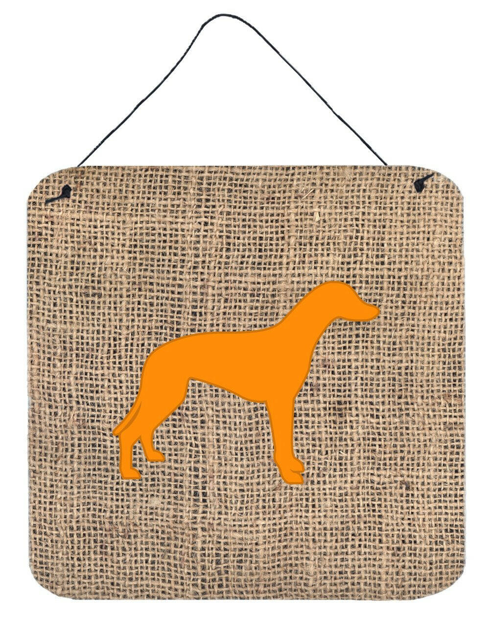 Greyhound Burlap and Orange Aluminium Metal Wall or Door Hanging Prints BB1086 by Caroline's Treasures