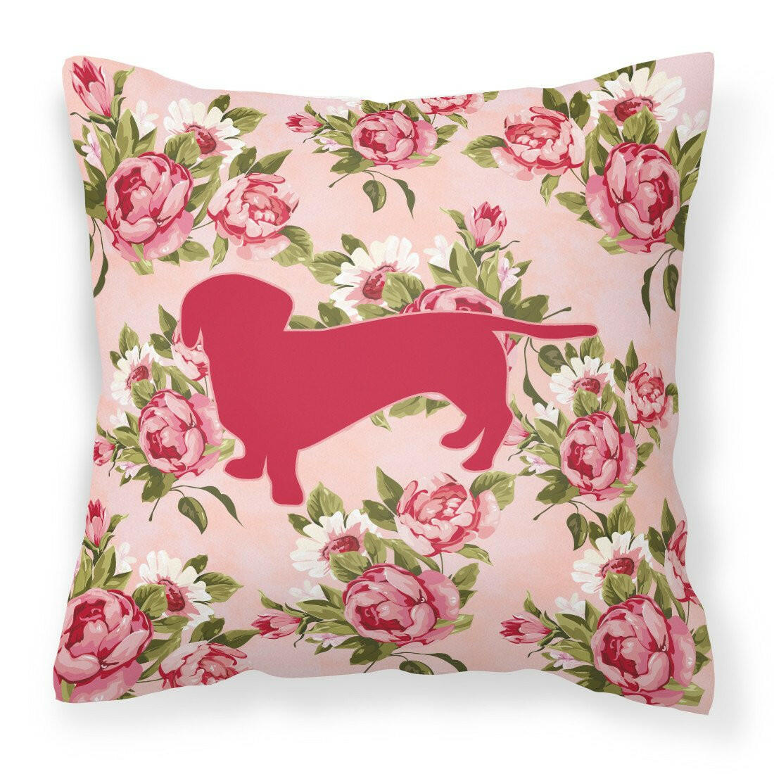 Dachshund Shabby Chic Pink Roses  Fabric Decorative Pillow BB1088-RS-PK-PW1414 - the-store.com