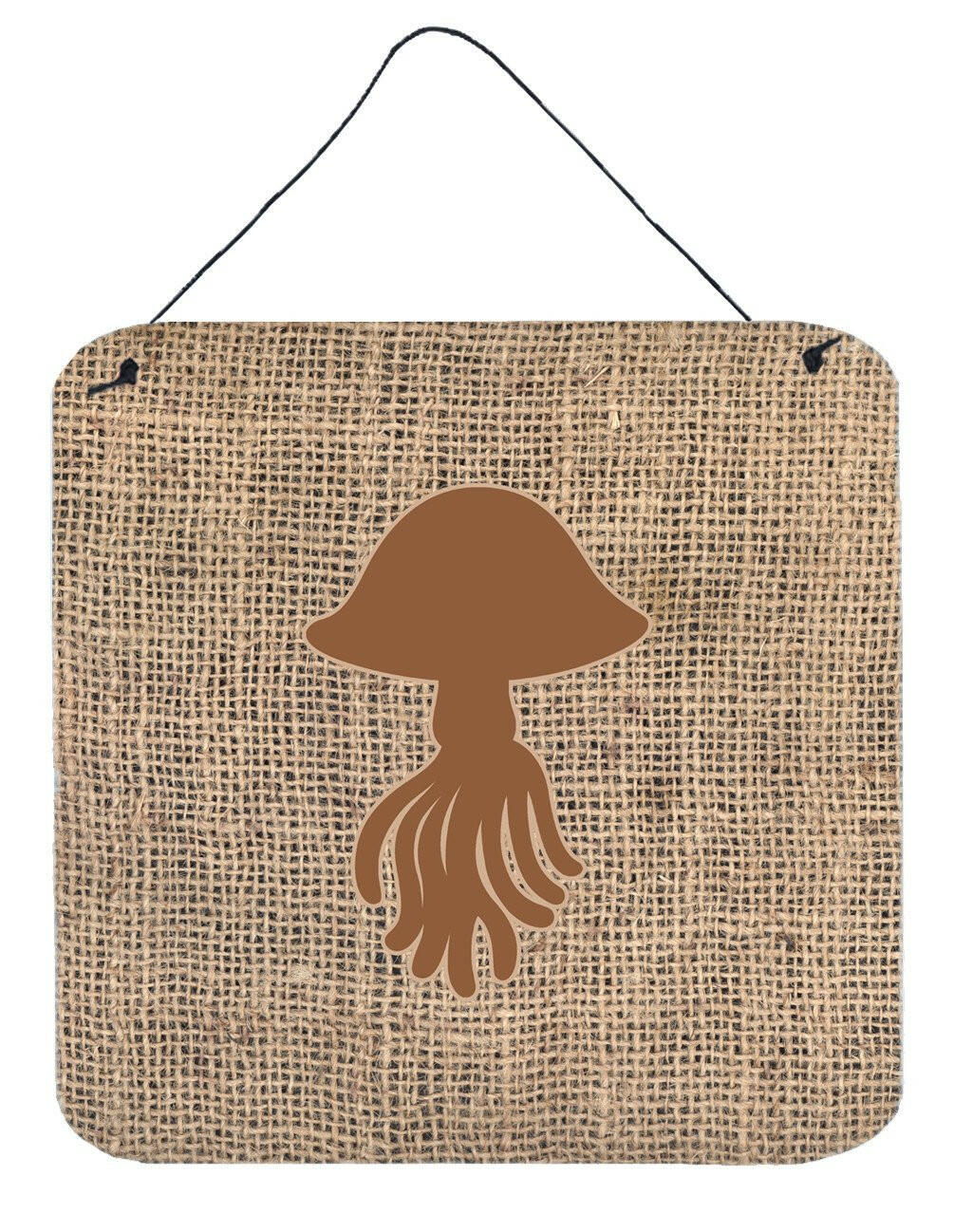 Jellyfish Burlap and Brown Aluminium Metal Wall or Door Hanging Prints BB1089 by Caroline's Treasures