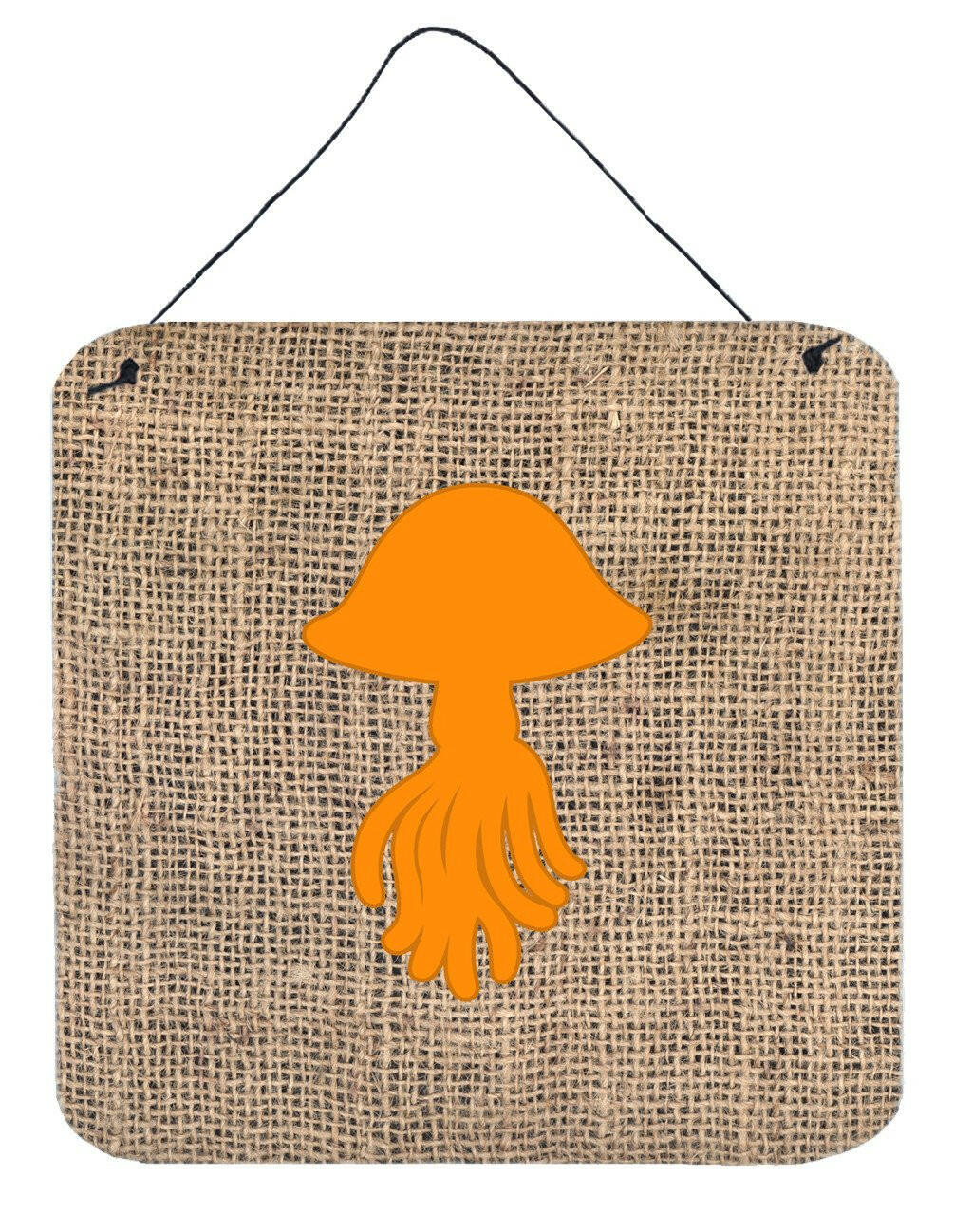 Jellyfish Burlap and Orange Aluminium Metal Wall or Door Hanging Prints BB1089 by Caroline's Treasures