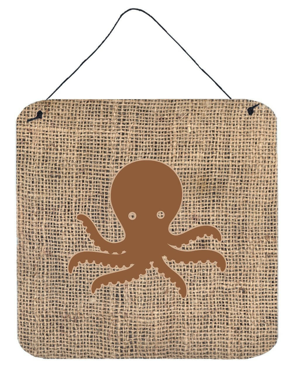 Octopus Burlap and Brown Aluminium Metal Wall or Door Hanging Prints BB1090 by Caroline's Treasures