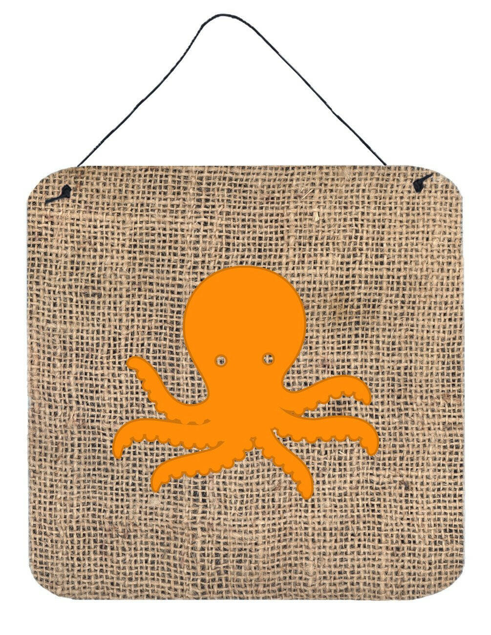 Octopus Burlap and Orange Aluminium Metal Wall or Door Hanging Prints BB1090 by Caroline's Treasures