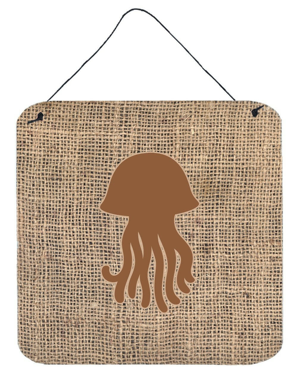 Jellyfish Burlap and Brown Aluminium Metal Wall or Door Hanging Prints BB1091 by Caroline's Treasures