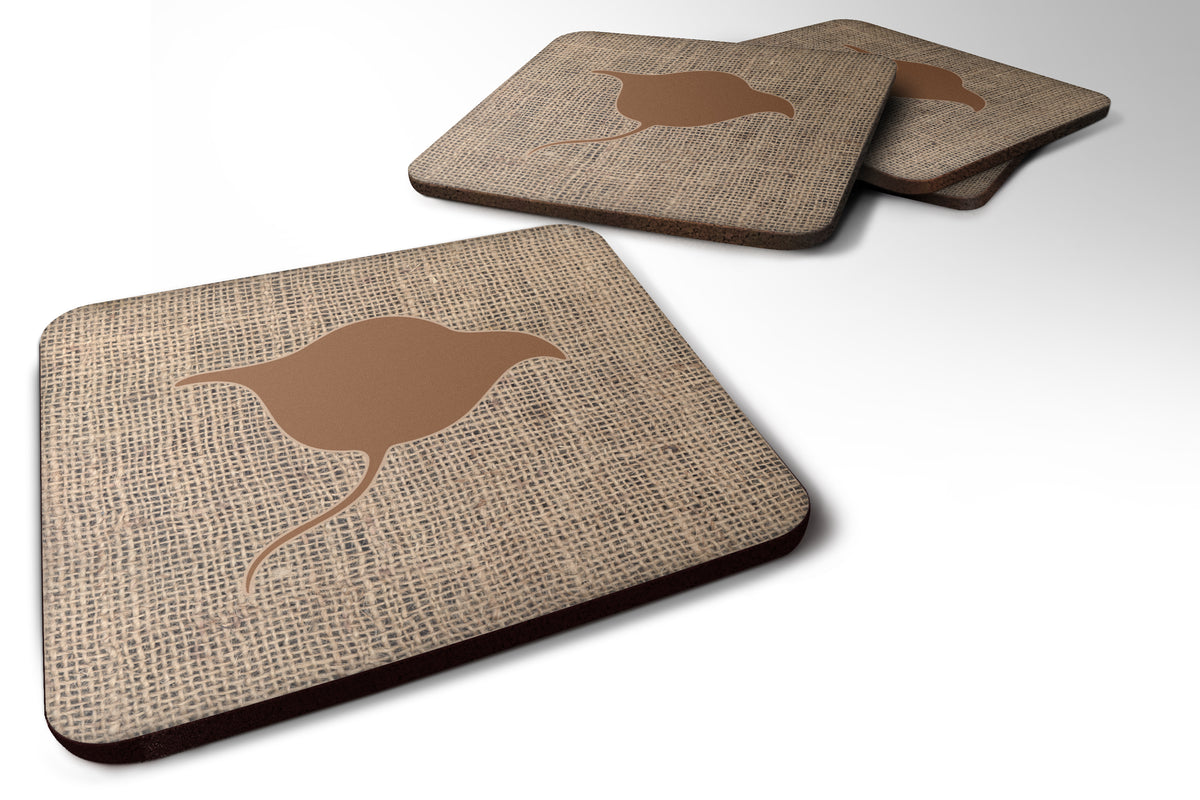 Set of 4 Stingray Burlap and Brown Foam Coasters - the-store.com