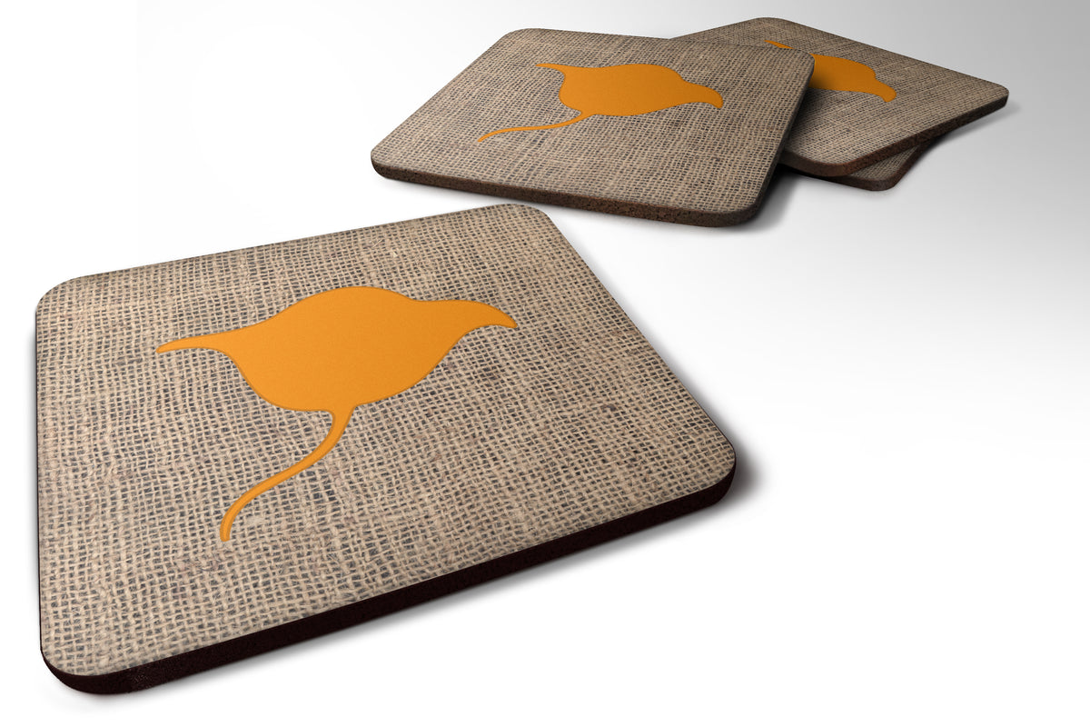 Set of 4 Stingray Burlap and Orange Foam Coasters - the-store.com