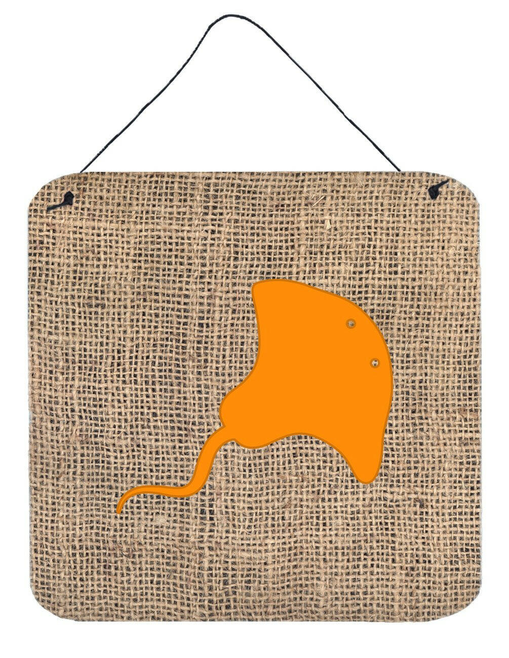 Stingray Burlap and Orange Aluminium Metal Wall or Door Hanging Prints BB1095 by Caroline&#39;s Treasures