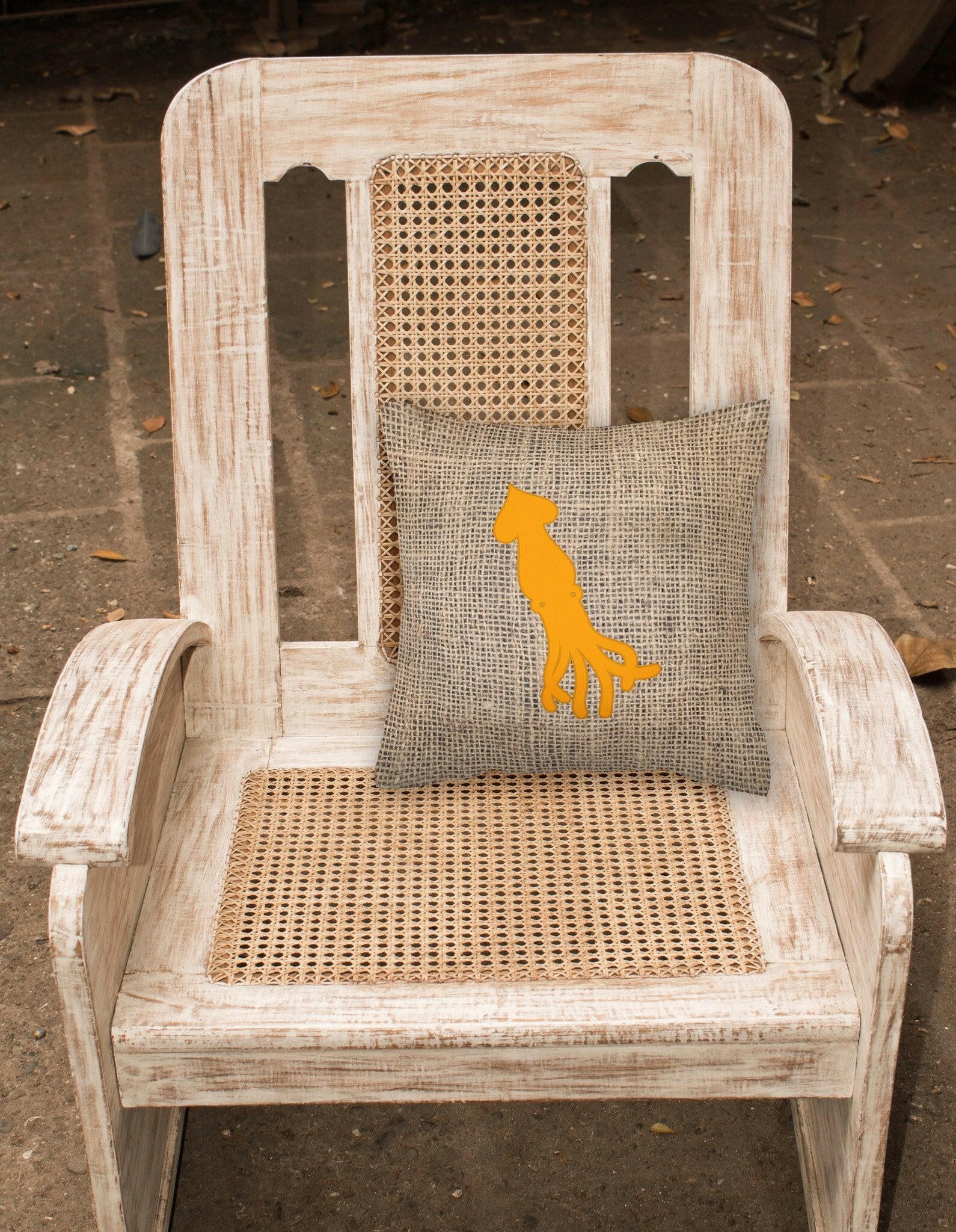 Squid Burlap and Orange   Canvas Fabric Decorative Pillow BB1096 - the-store.com