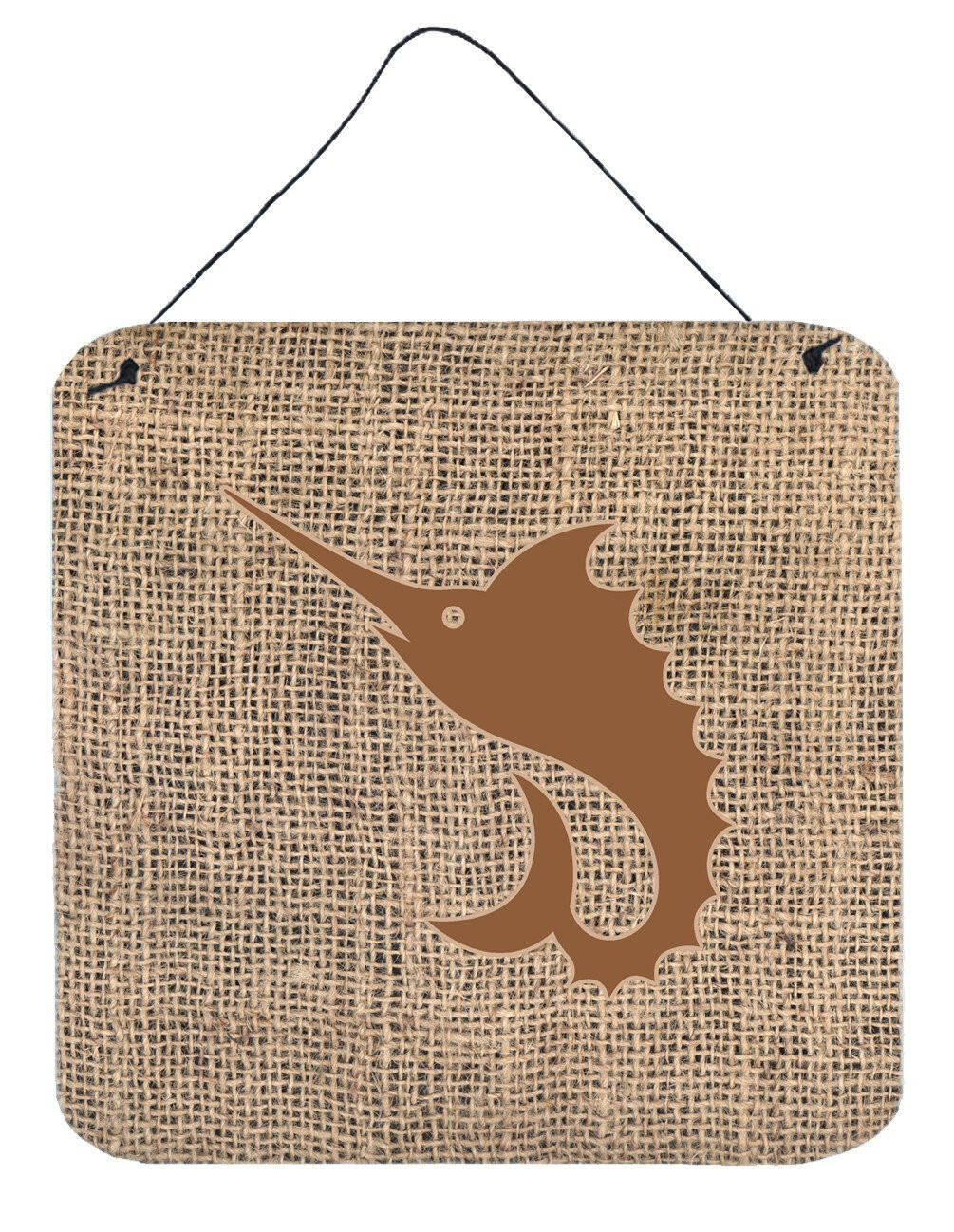 Fish - Sword Fish Burlap and Brown Wall or Door Hanging Prints BB1097 by Caroline&#39;s Treasures