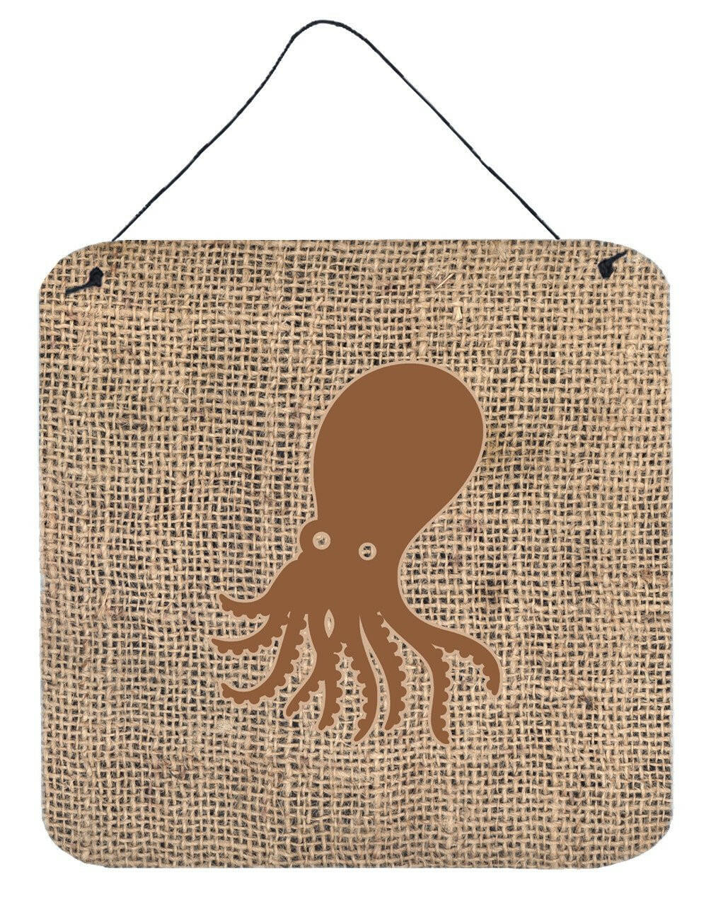 Octopus Burlap and Brown Aluminium Metal Wall or Door Hanging Prints BB1098 by Caroline's Treasures