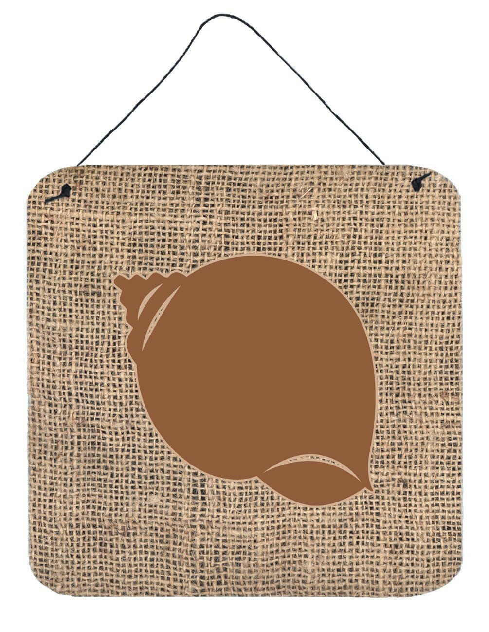 Shell Burlap and Brown Aluminium Metal Wall or Door Hanging Prints BB1099 by Caroline's Treasures