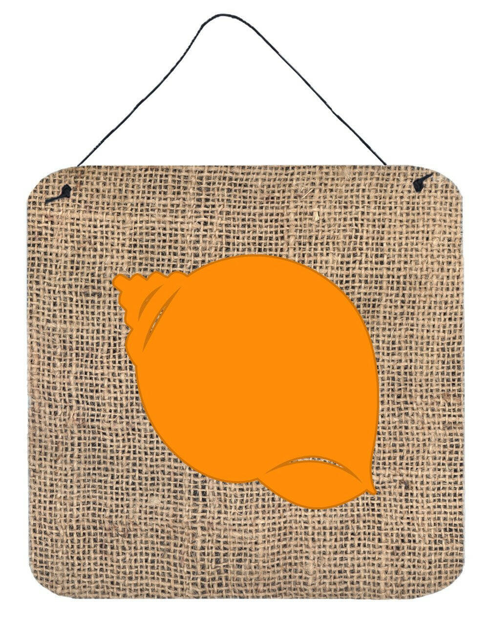 Shell Burlap and Orange Aluminium Metal Wall or Door Hanging Prints BB1099 by Caroline's Treasures