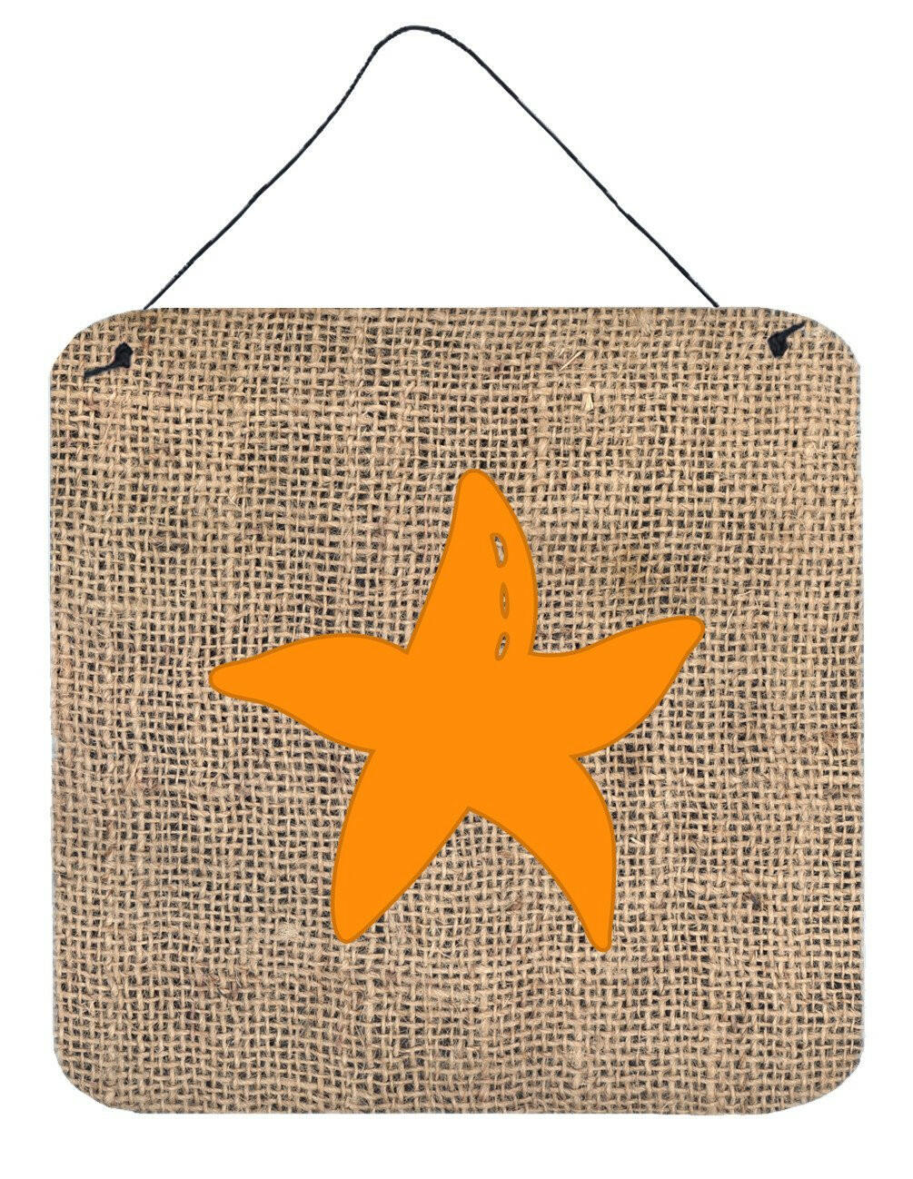 Starfish Burlap and Orange Aluminium Metal Wall or Door Hanging Prints BB1100 by Caroline's Treasures