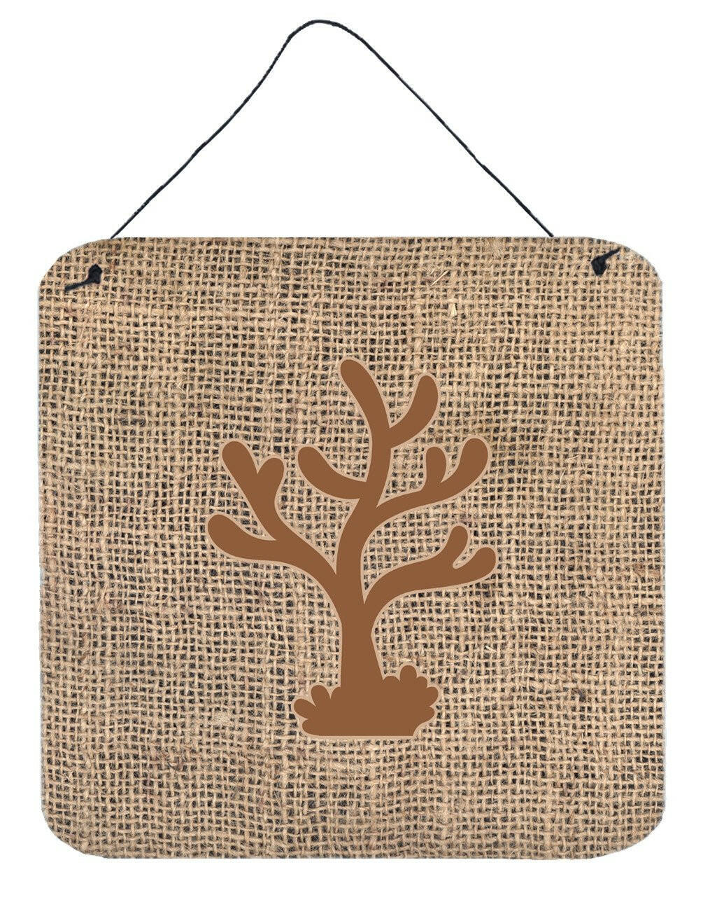 Coral Burlap and Brown Aluminium Metal Wall or Door Hanging Prints BB1101 by Caroline&#39;s Treasures