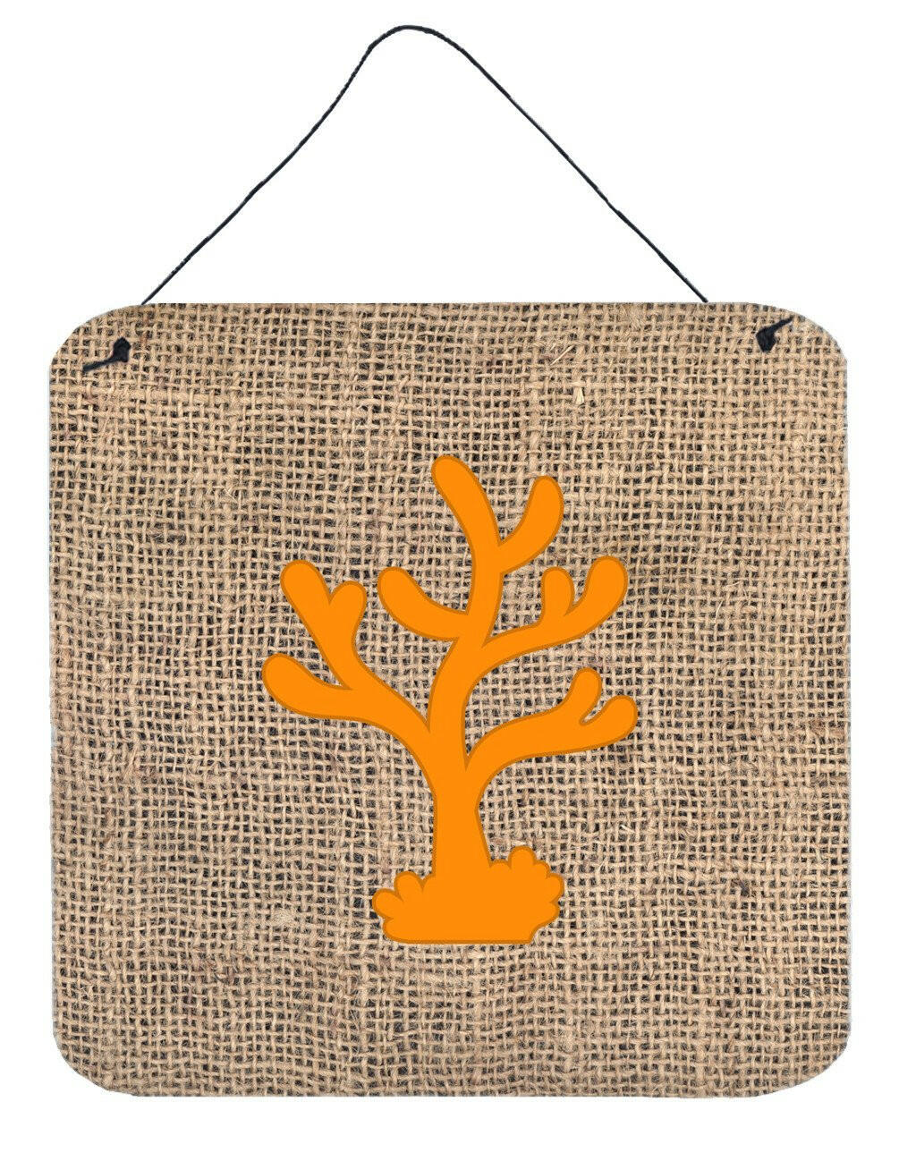 Coral Burlap and Orange Aluminium Metal Wall or Door Hanging Prints BB1101 by Caroline's Treasures