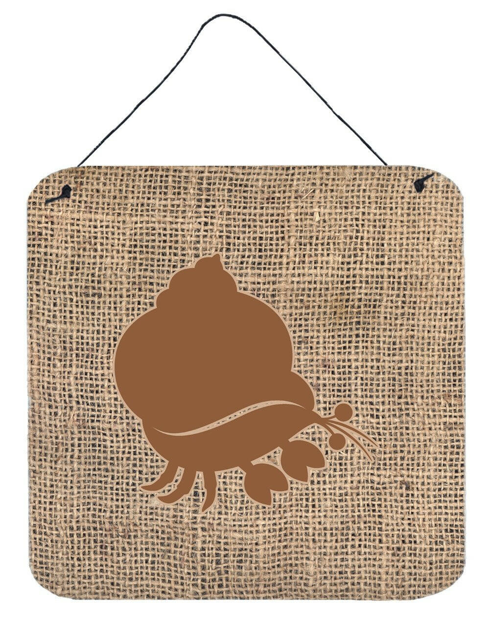 Hermit Crab Burlap and Brown Aluminium Metal Wall or Door Hanging Prints BB1102 by Caroline's Treasures