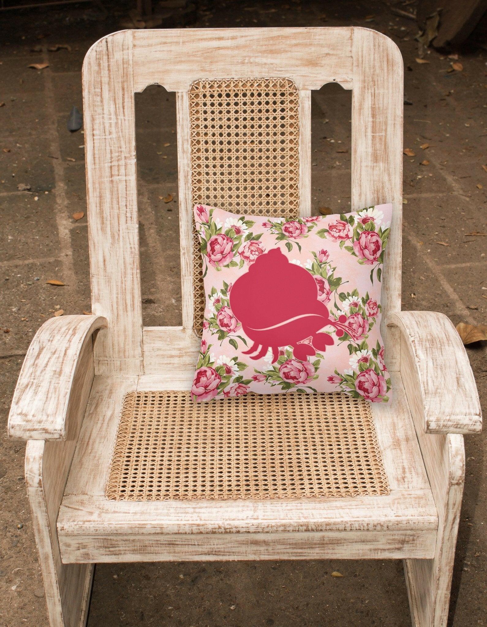 Hermit Crab Shabby Chic Pink Roses  Fabric Decorative Pillow BB1102-RS-PK-PW1414 - the-store.com