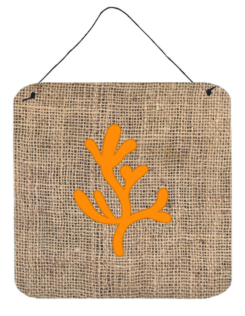 Coral Burlap and Orange Aluminium Metal Wall or Door Hanging Prints BB1103 by Caroline's Treasures