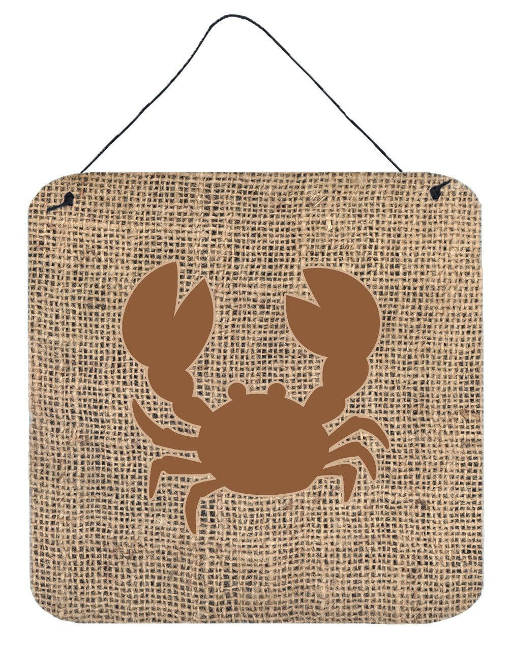 Crab Burlap and Brown Aluminium Metal Wall or Door Hanging Prints BB1104 by Caroline&#39;s Treasures