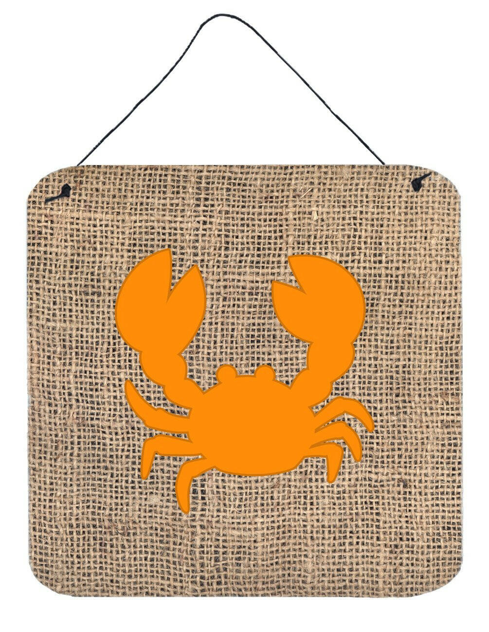 Crab Burlap and Orange Aluminium Metal Wall or Door Hanging Prints BB1104 by Caroline&#39;s Treasures