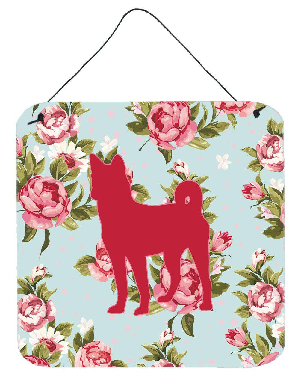 Basenji Shabby Chic Blue Roses Wall or Door Hanging Prints BB1110 by Caroline's Treasures