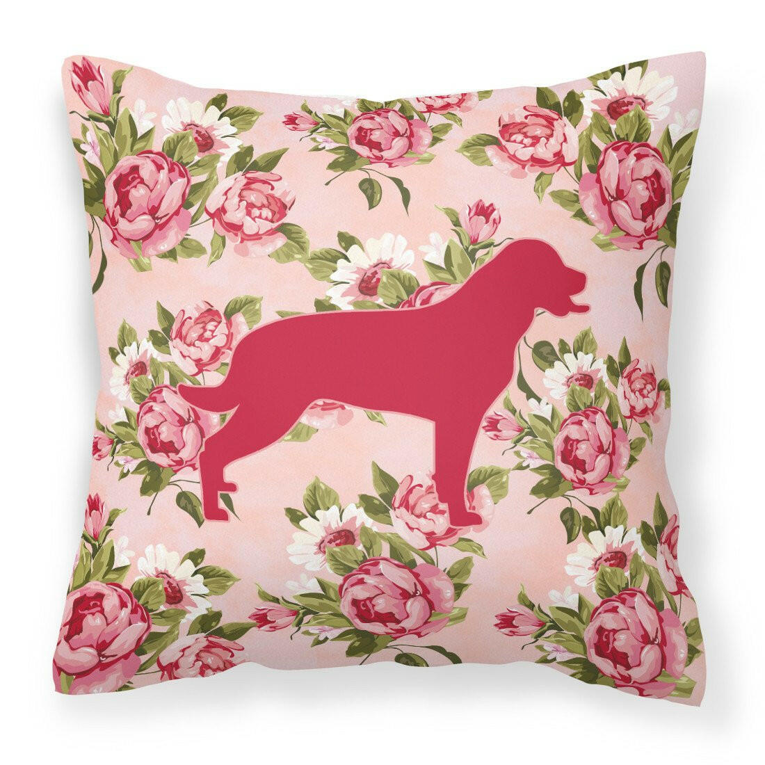 Labrador Shabby Chic Pink Roses  Fabric Decorative Pillow BB1111-RS-PK-PW1414 - the-store.com