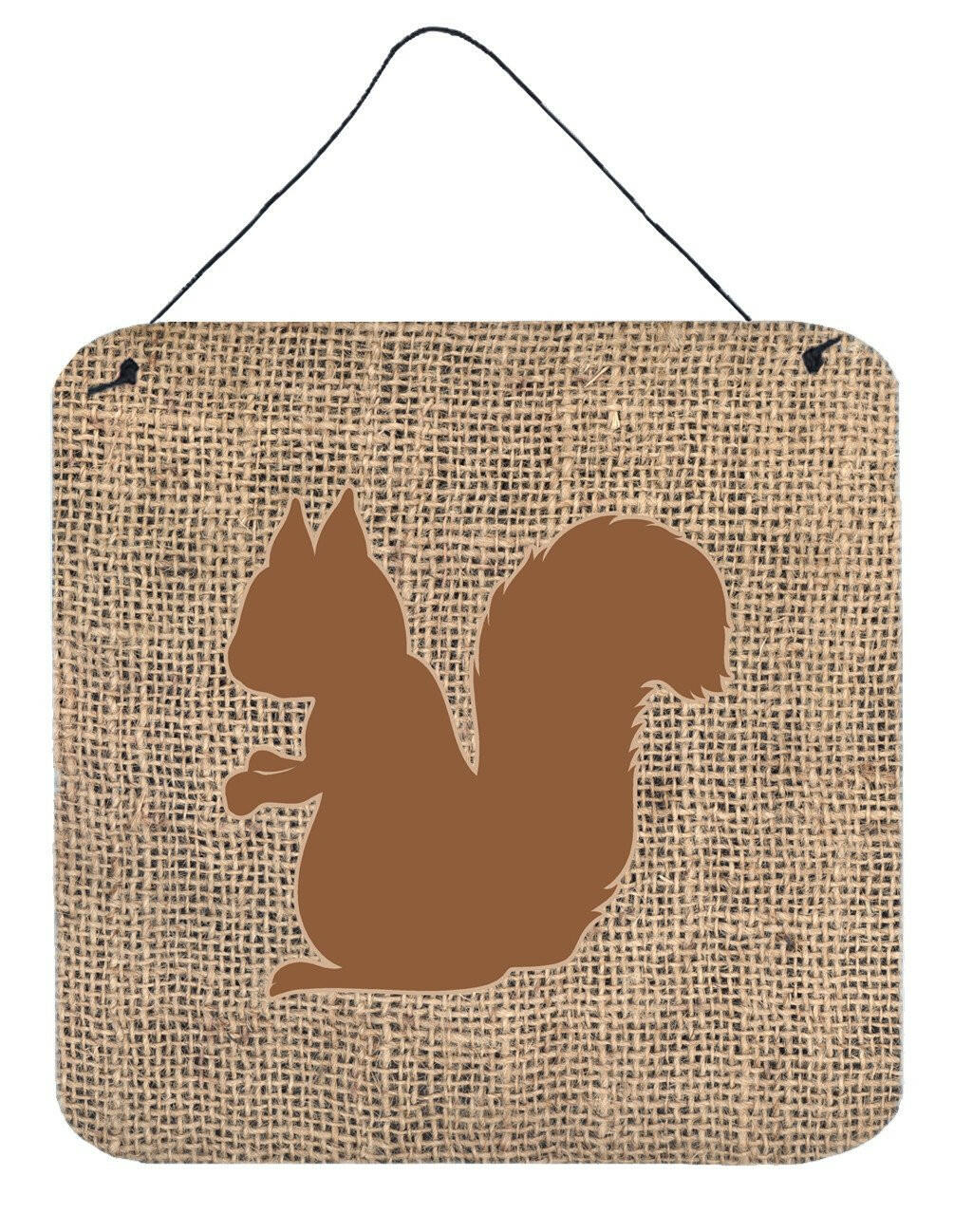 Squirrel Burlap and Brown Aluminium Metal Wall or Door Hanging Prints BB1119 by Caroline&#39;s Treasures