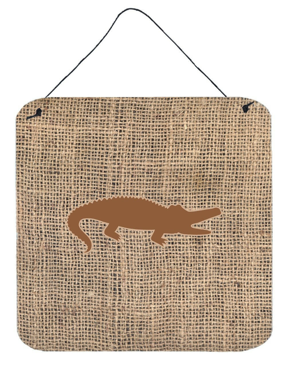 Alligator Burlap and Brown Aluminium Metal Wall or Door Hanging Prints BB1120 by Caroline's Treasures