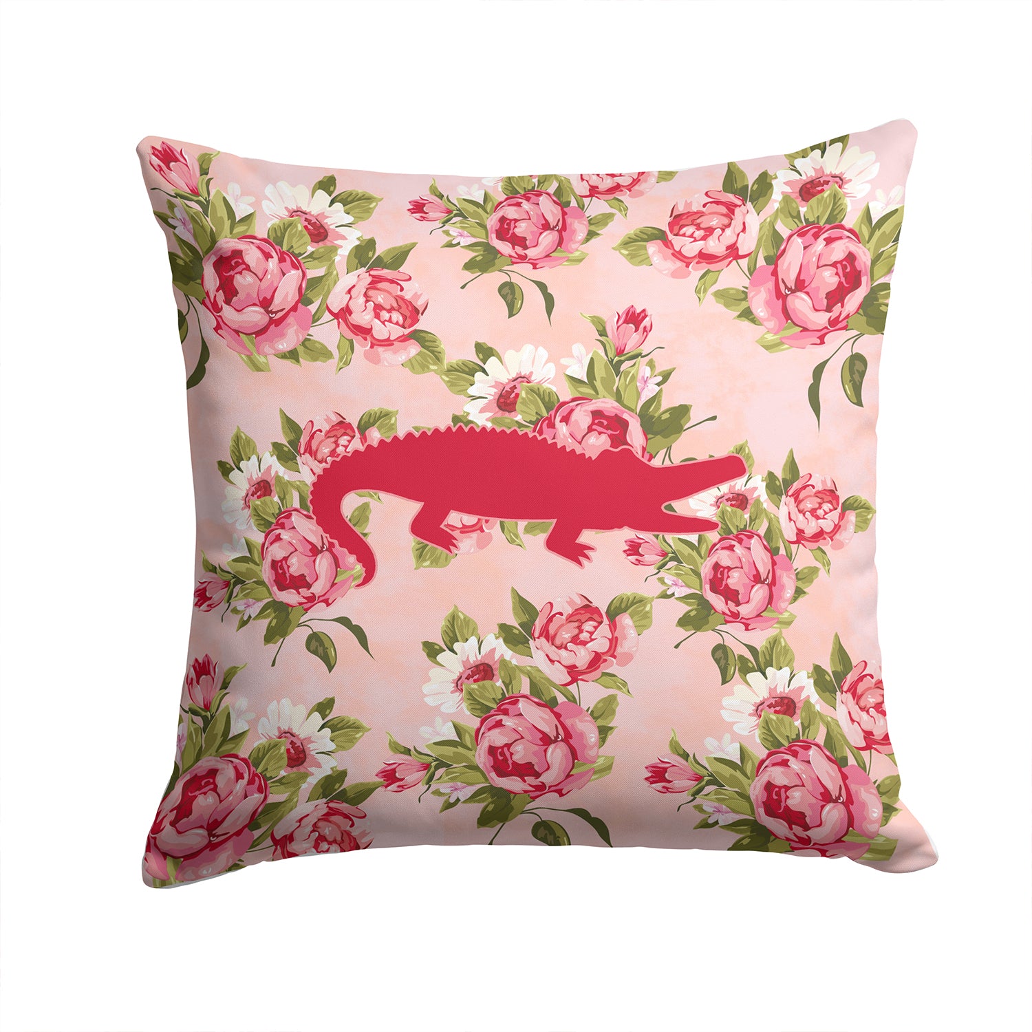 Alligator Shabby Chic Pink Roses  Fabric Decorative Pillow BB1120-RS-PK-PW1414 - the-store.com