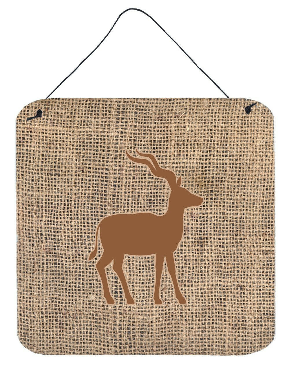 Deer Burlap and Brown Aluminium Metal Wall or Door Hanging Prints BB1121 by Caroline's Treasures