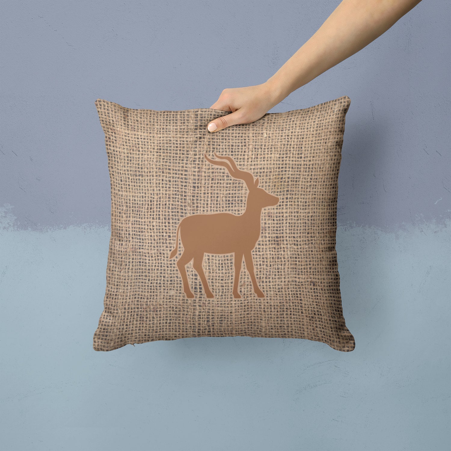 Deer Burlap and Brown   Canvas Fabric Decorative Pillow BB1121 - the-store.com