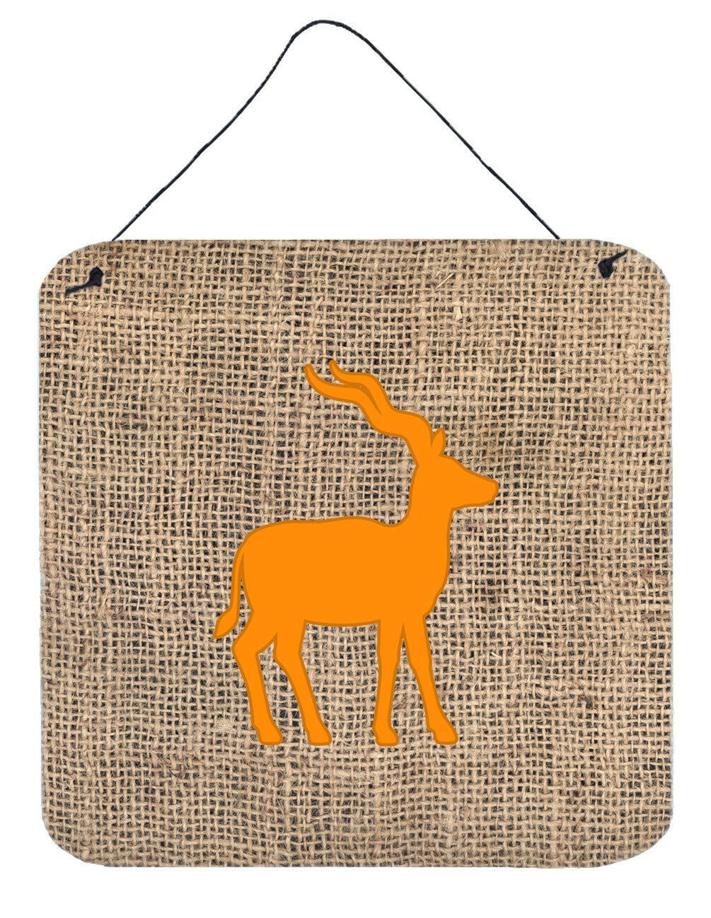 Deer Burlap and Orange Aluminium Metal Wall or Door Hanging Prints BB1121 by Caroline's Treasures