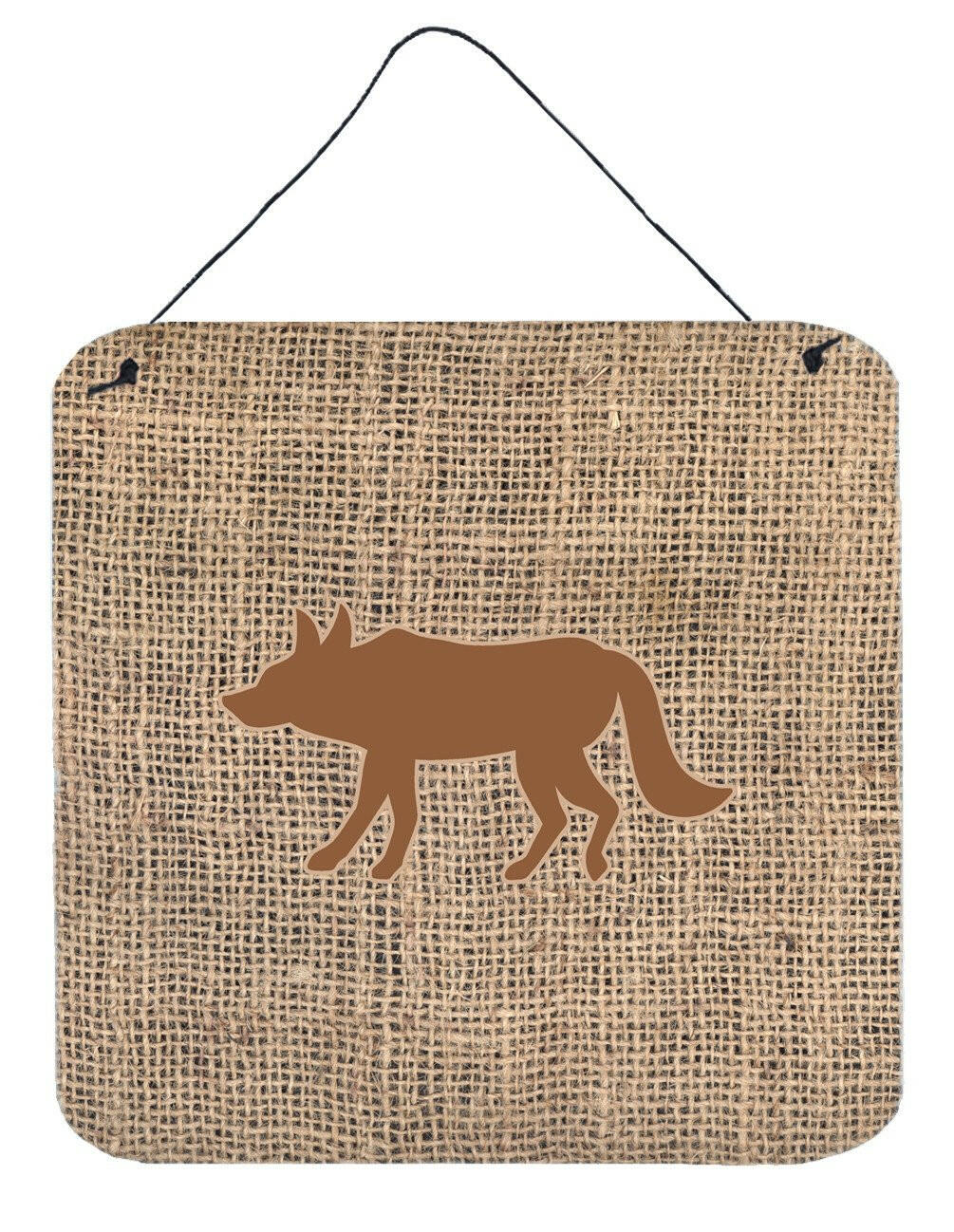 Wolf Burlap and Brown Aluminium Metal Wall or Door Hanging Prints BB1123 by Caroline&#39;s Treasures