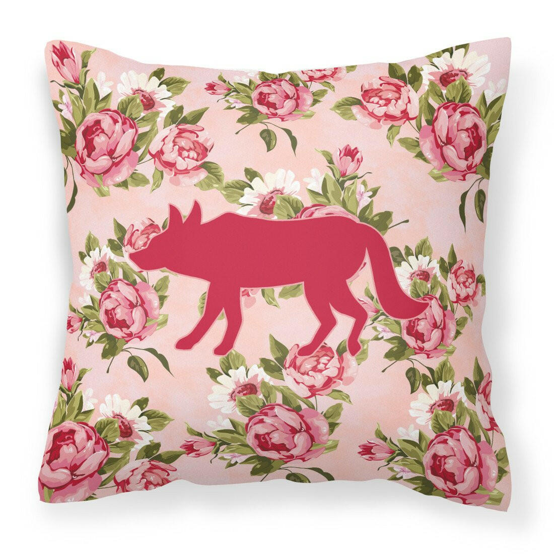 Wolf Shabby Chic Pink Roses  Fabric Decorative Pillow BB1123-RS-PK-PW1414 - the-store.com