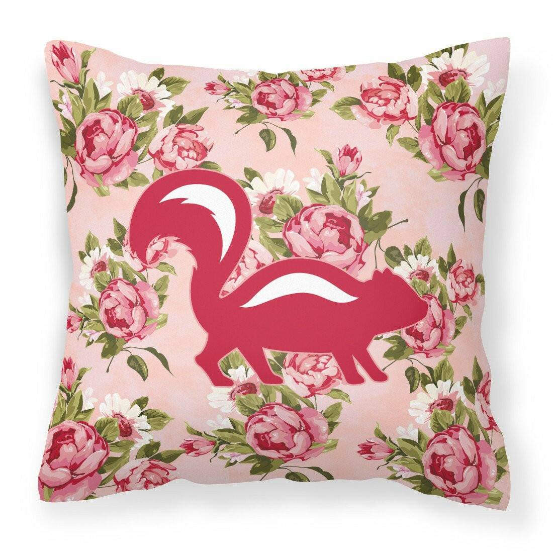 Skunk Shabby Chic Pink Roses  Fabric Decorative Pillow BB1125-RS-PK-PW1414 - the-store.com