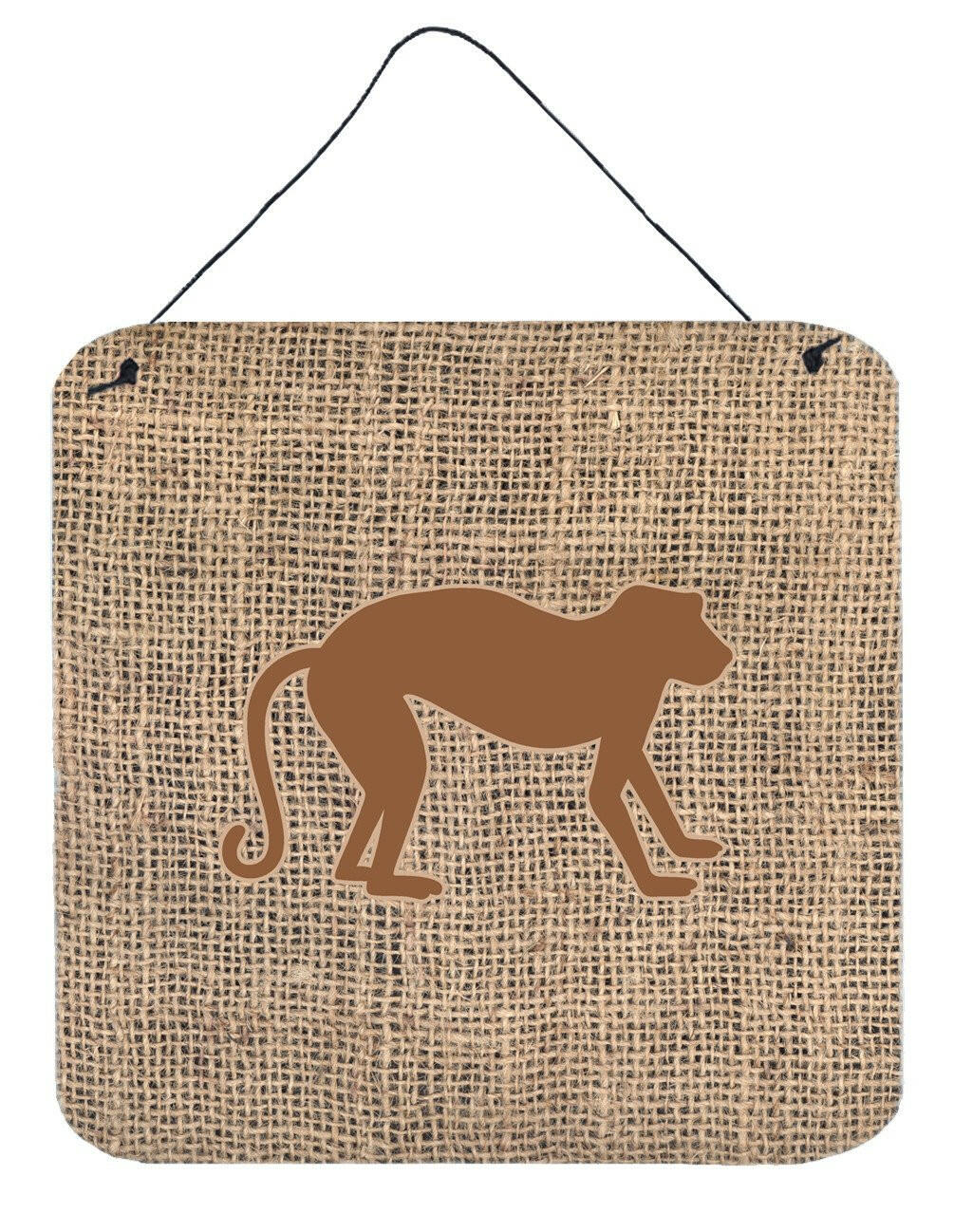 Monkey Burlap and Brown Aluminium Metal Wall or Door Hanging Prints BB1128 by Caroline&#39;s Treasures