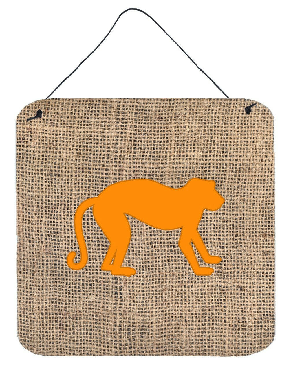 Monkey Burlap and Orange Aluminium Metal Wall or Door Hanging Prints BB1128 by Caroline's Treasures