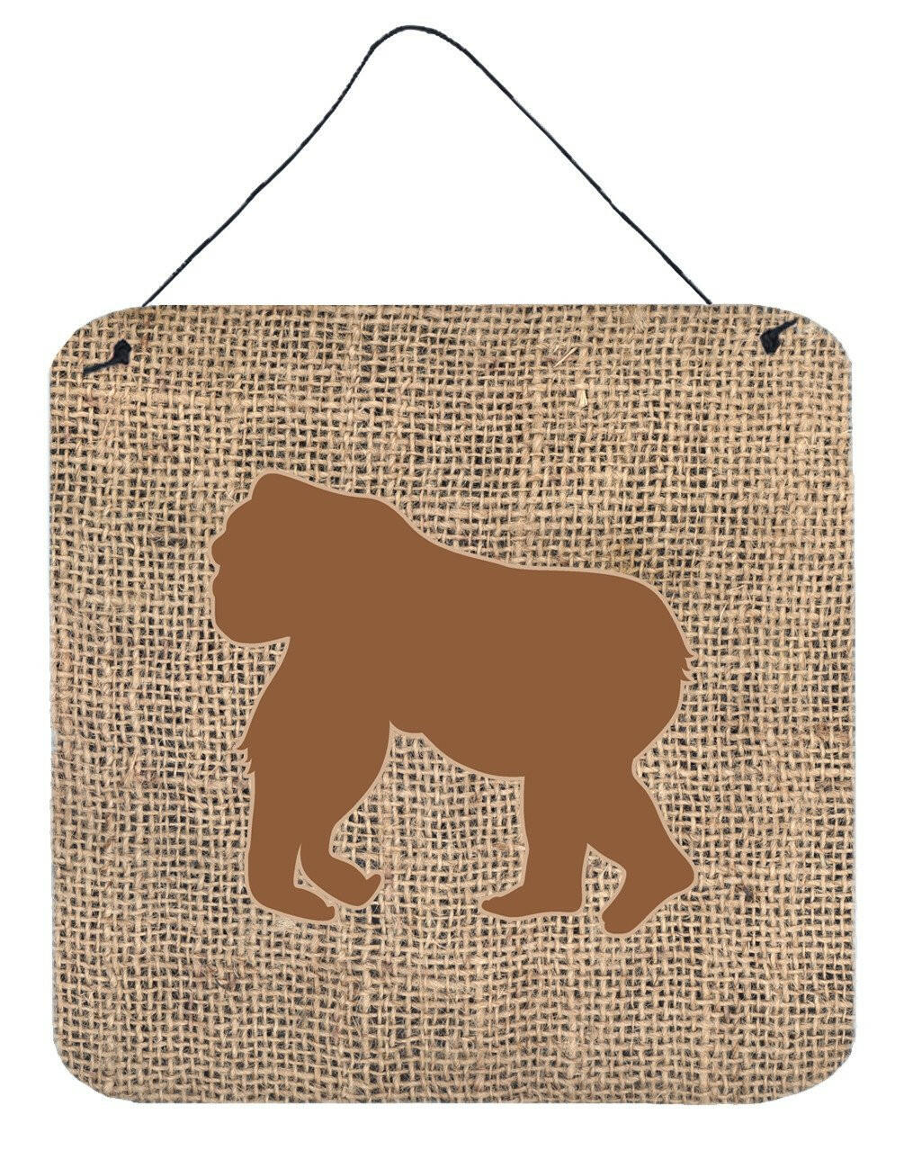 Gorilla Burlap and Brown Aluminium Metal Wall or Door Hanging Prints BB1129 by Caroline's Treasures