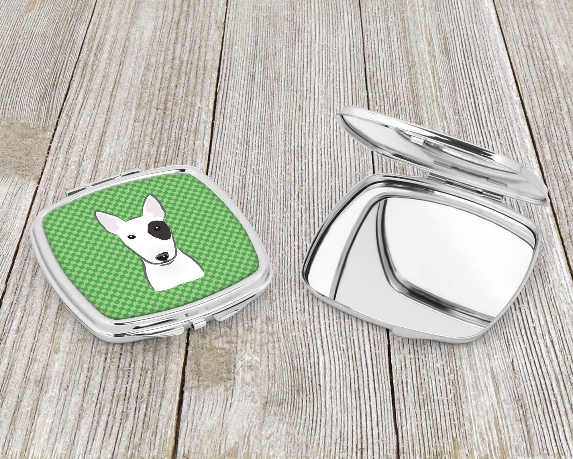 Green Checkered Bull Terrier Compact Mirror BB1132SCM  the-store.com.