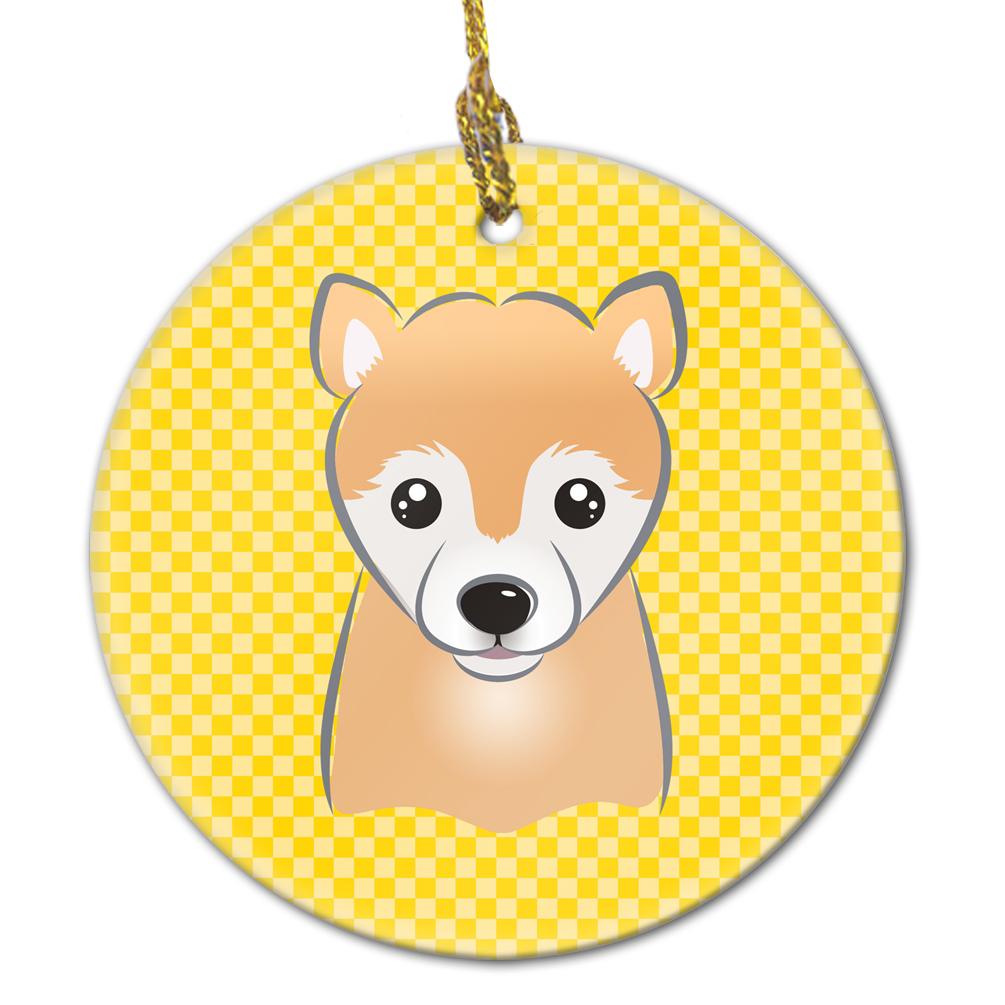 Yellow Checkered Shiba Inu Ceramic Ornament BB1133CO1 by Caroline's Treasures