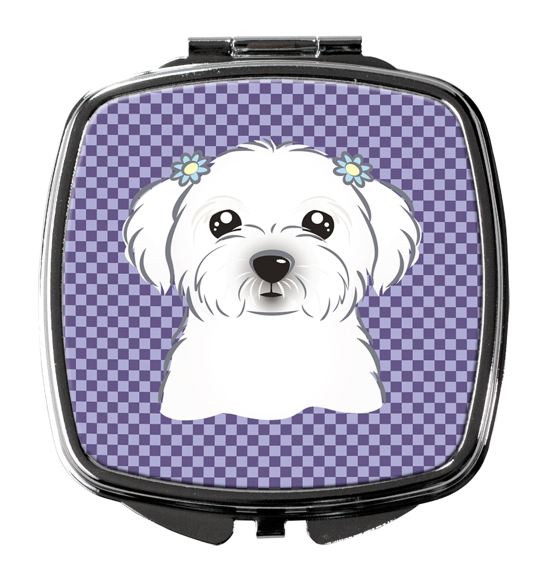 Purple Checkered Maltese Compact Mirror BB1134SCM  the-store.com.