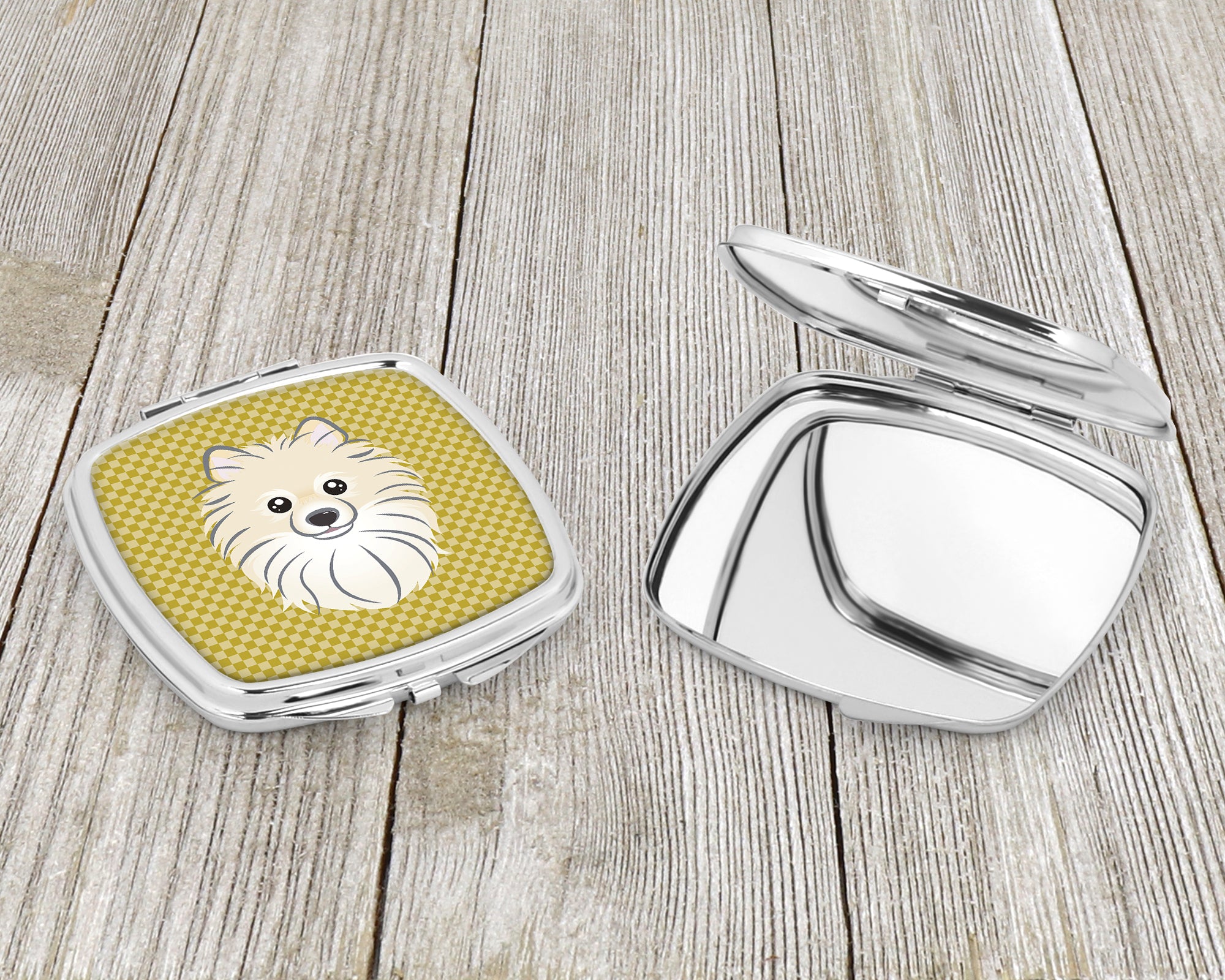 Tan Checkered Pomeranian Compact Mirror BB1135SCM  the-store.com.