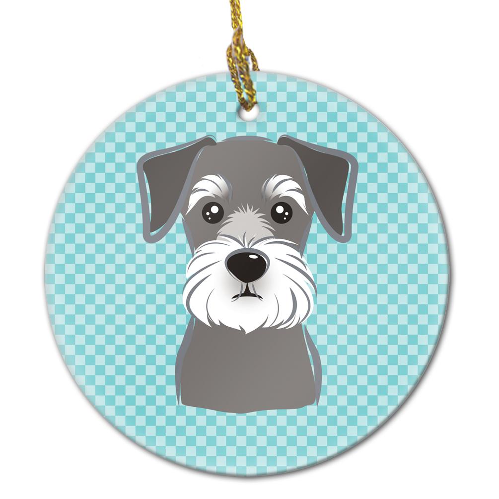 Blue Checkered Schnauzer Ceramic Ornament BB1136CO1 by Caroline&#39;s Treasures