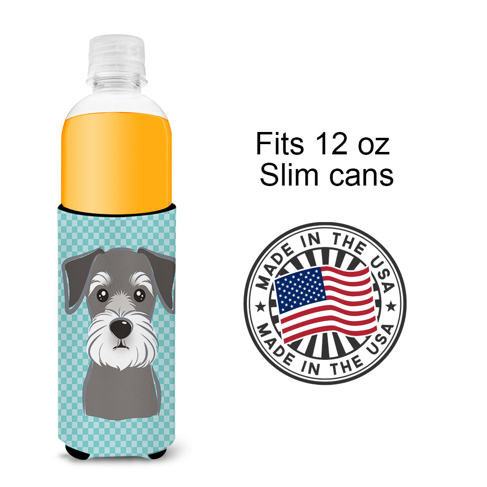 Blue Checkered Schnauzer Ultra Beverage Insulators for slim cans BB1136MUK.