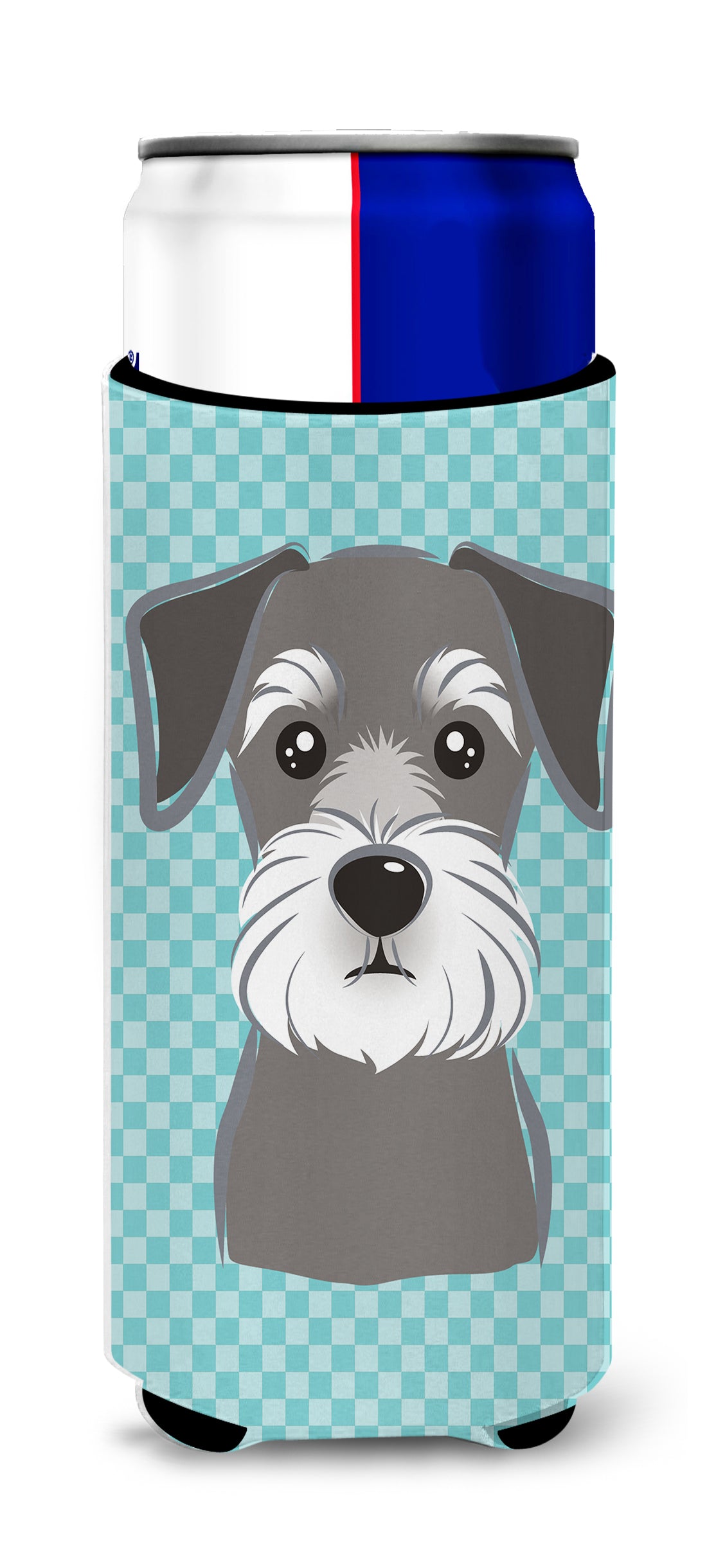 Blue Checkered Schnauzer Ultra Beverage Insulators for slim cans BB1136MUK.