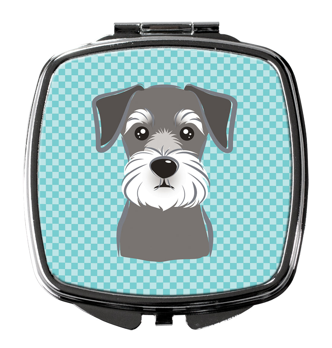 Blue Checkered Schnauzer Compact Mirror BB1136SCM  the-store.com.