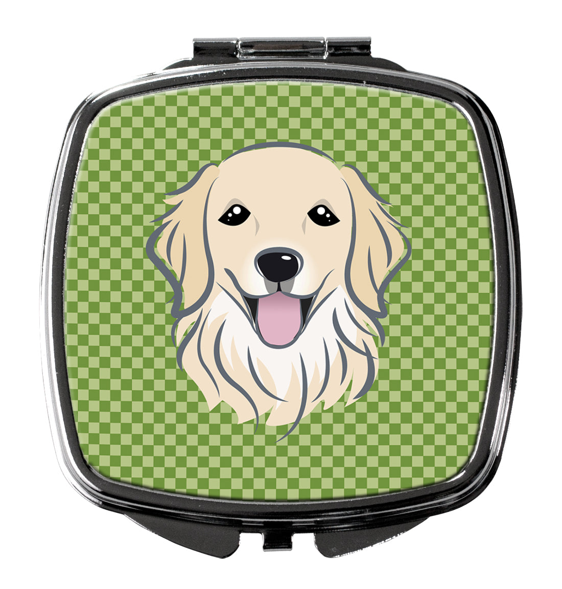 Green Checkered Golden Retriever Compact Mirror BB1137SCM  the-store.com.