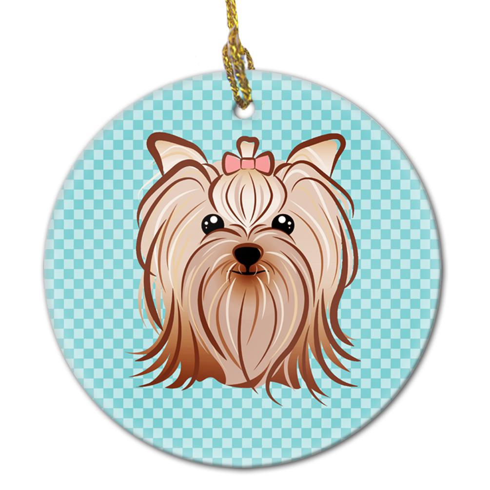 Checkerboard Blue Yorkie Yorkishire Terrier Ceramic Ornament BB1142CO1 by Caroline's Treasures