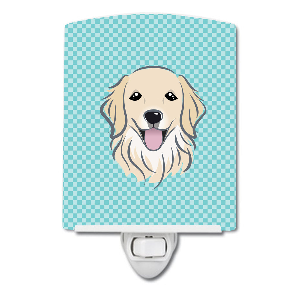 Checkerboard Blue Golden Retriever Ceramic Night Light BB1143CNL - the-store.com